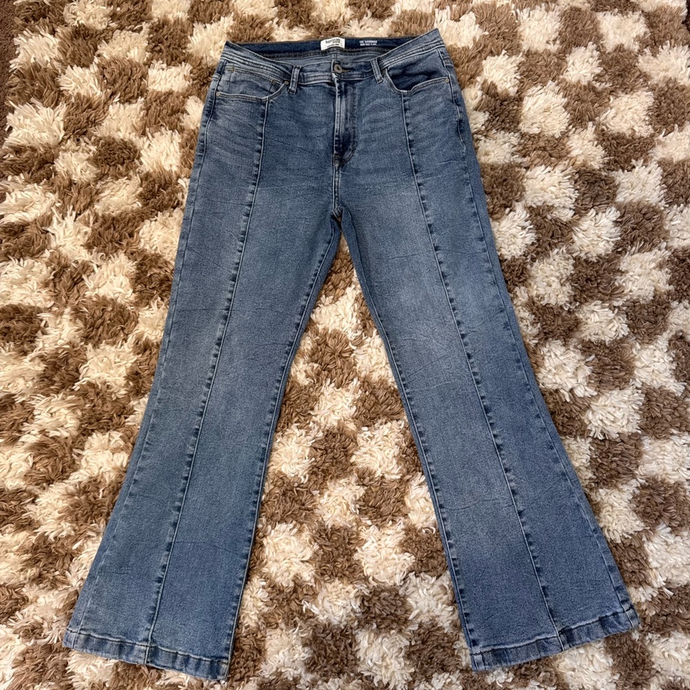 Kensie Denim High Rise Flare Jeans in Classic Blue